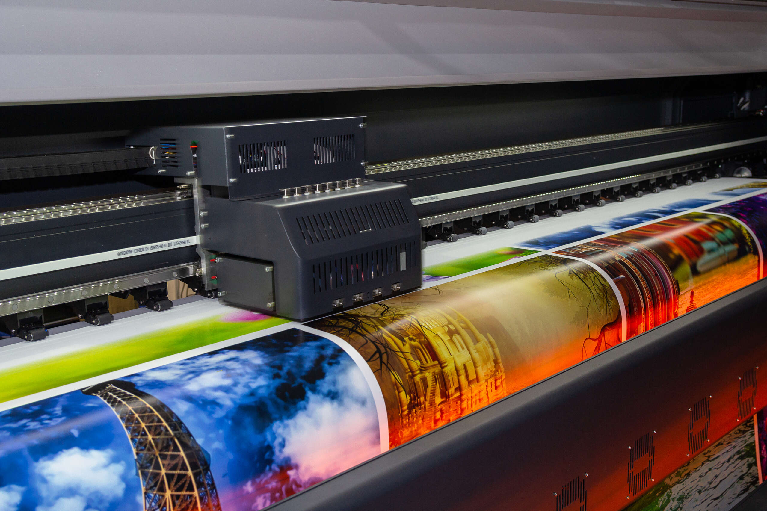 Printer working on a large format print job